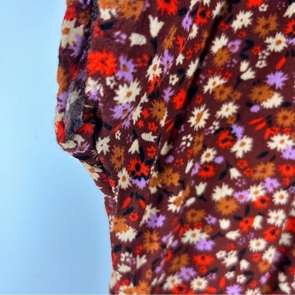 Madewell Rhyme In Spring Ditsy Floral Short Sleeve Blouse Medium Rust - Picture 10 of 15